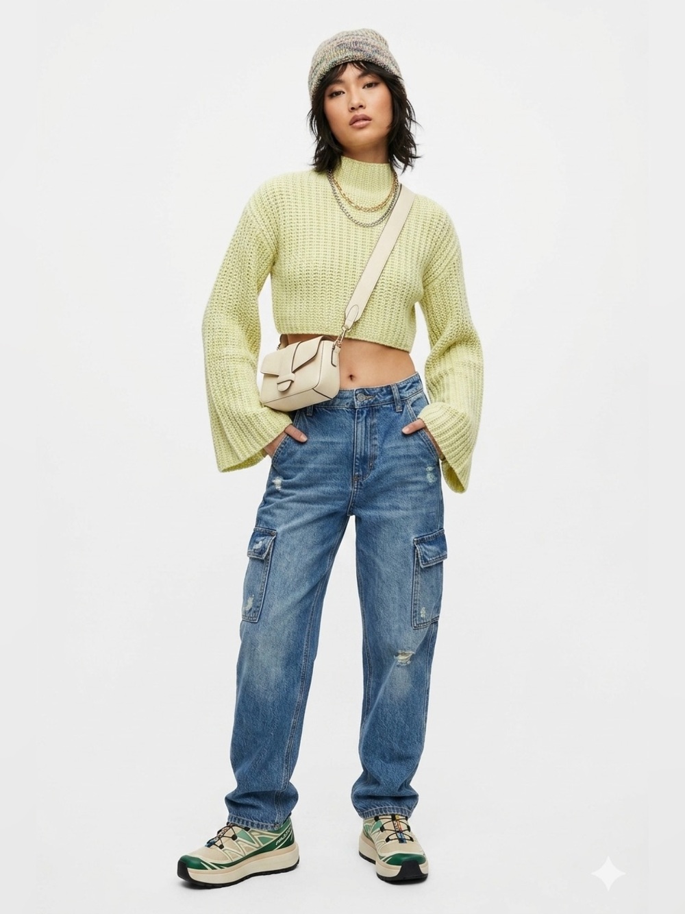 Knit Bell Sleeve Crop